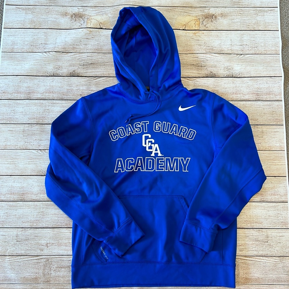 EUC men's medium Nike Thermo fit nylon Coast Guard Academy hoodie
